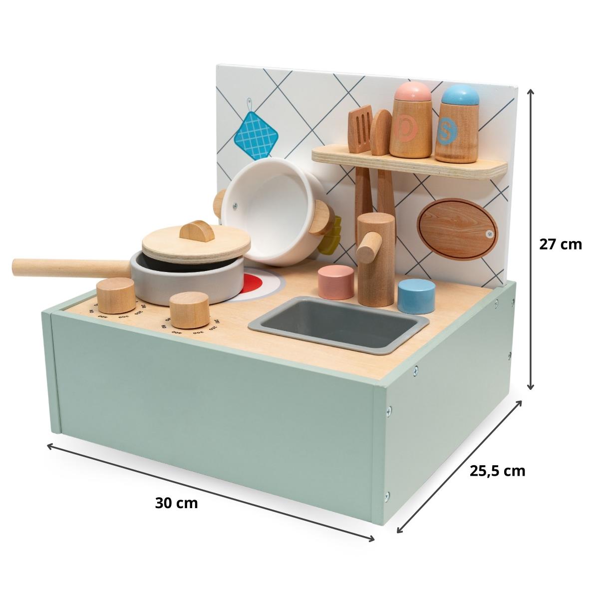 Mini cucina in legno con accessori - pieghevole