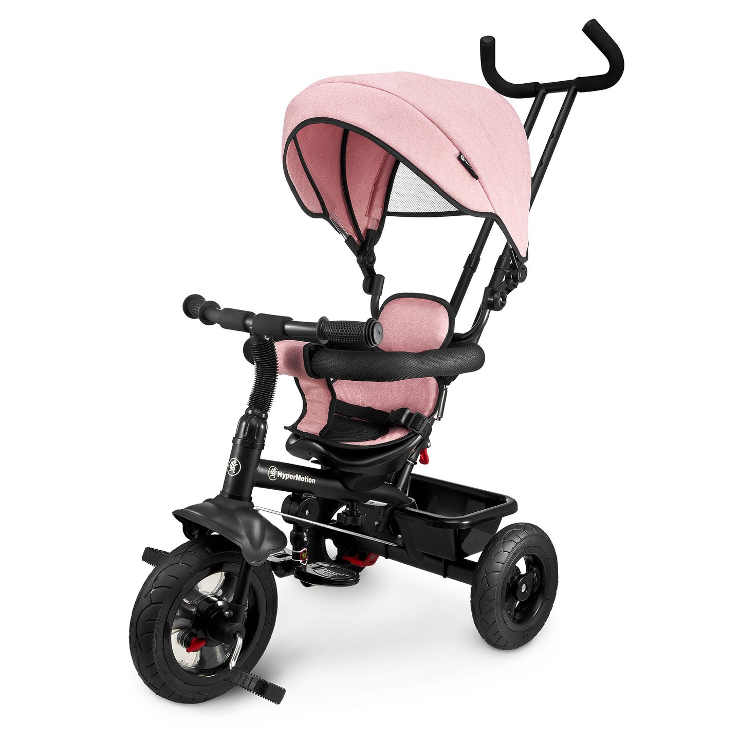 Triciclo per bambini 1-4 anni - TOBI FREY - colore rosa - girevole - ruote pompate + spintore