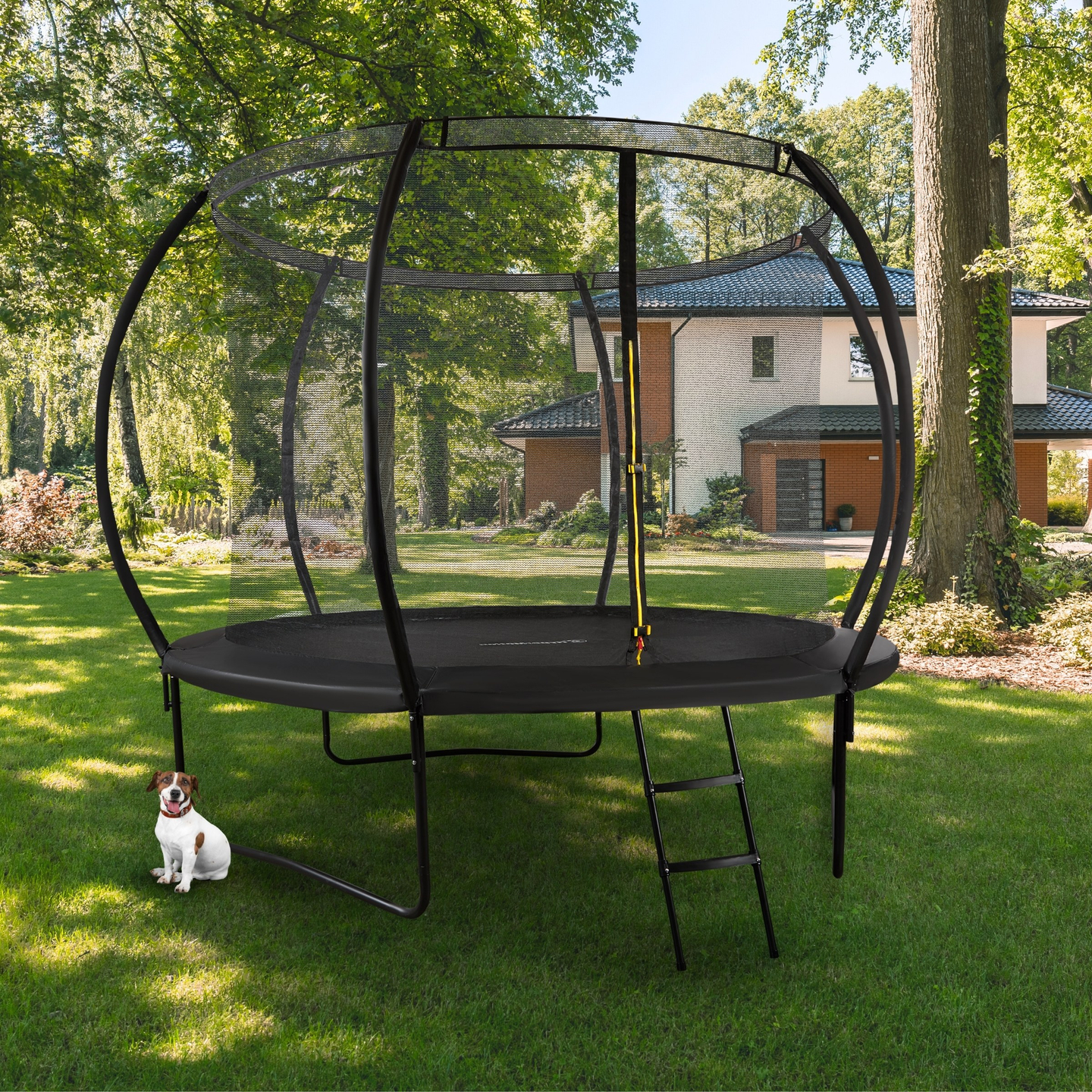Trampolino da giardino XL per bambini HyperMotion - 305 cm 10FT - con scala e rete interna - per casa e giardino