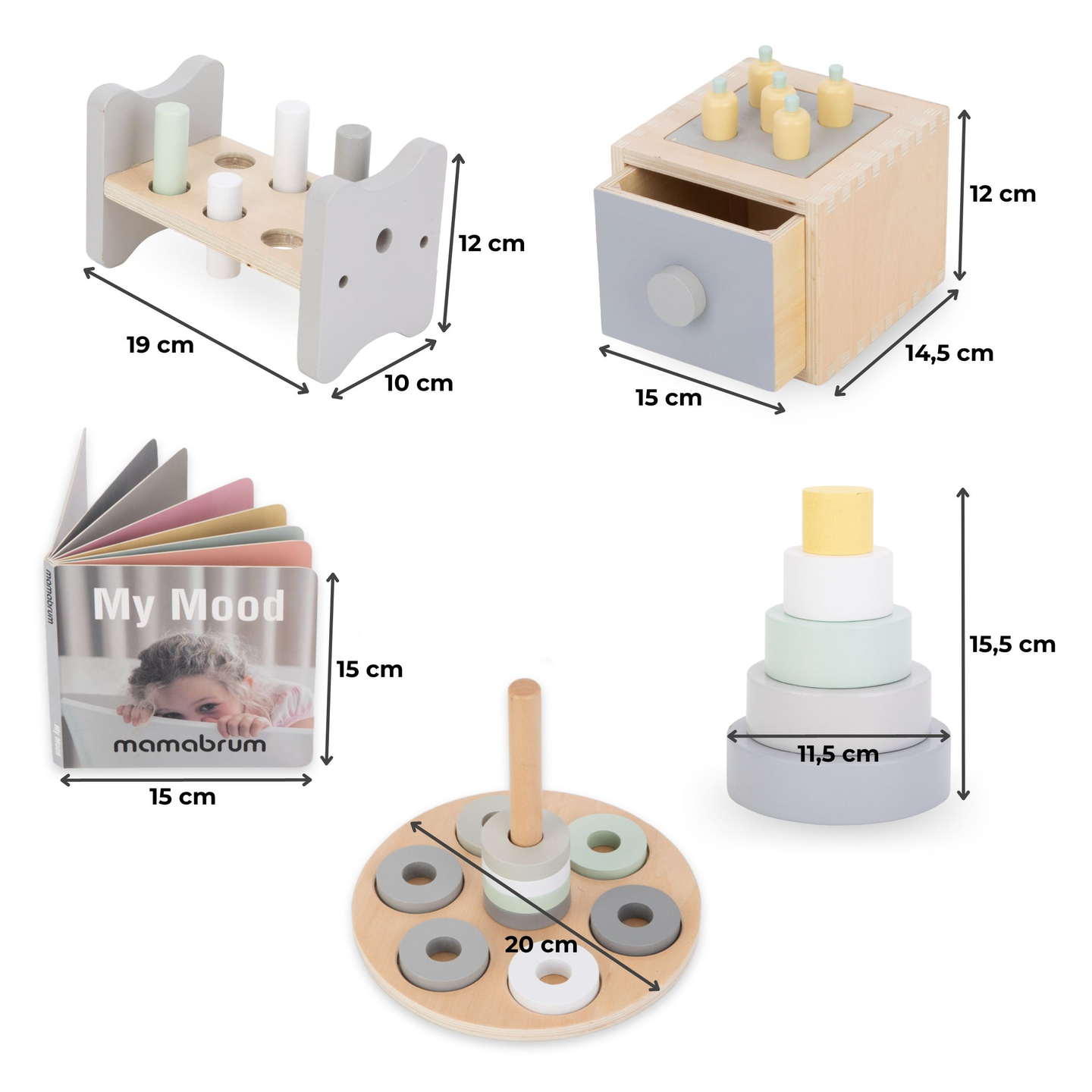 Scatola didattica Montessori per bambini piccoli - 6 giocattoli