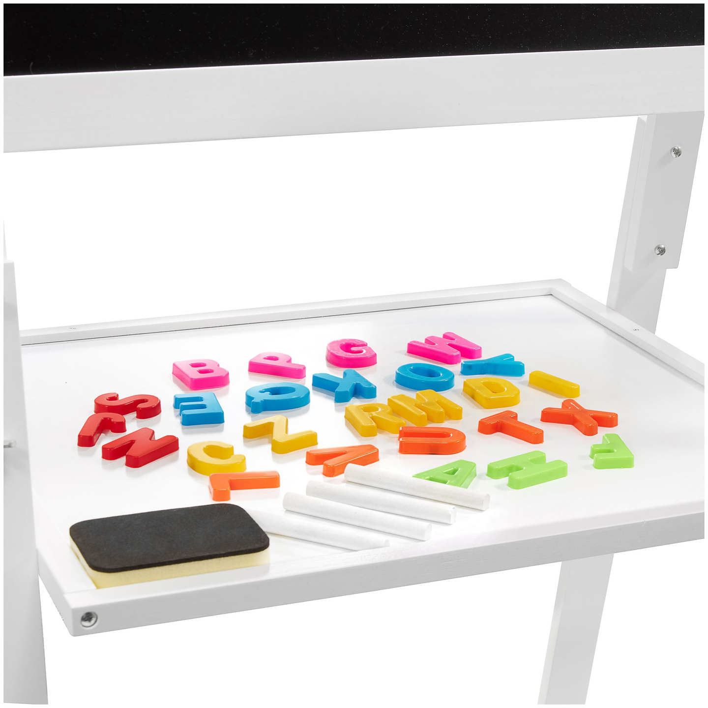 Lavagna educativa bifacciale: magnetica e con gesso - cancellabile a secco, in legno, per bambini, richiudibile