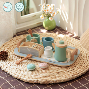 Grande set da tè in legno con vassoio - 18 articoli