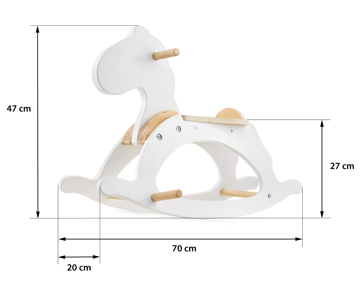 Cavallo a dondolo in legno - bianco - a partire da 12 mesi.