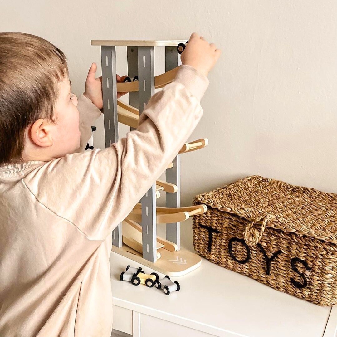 Pista di legno - scivolo per auto - 6 piani