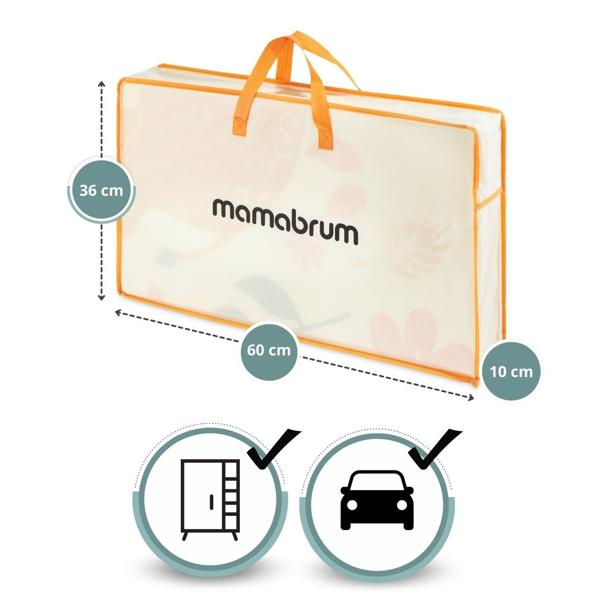 Tappetino pieghevole bifacciale in schiuma 180 x 120 x 1 cm - Elefanti esotici/Grigio delicato