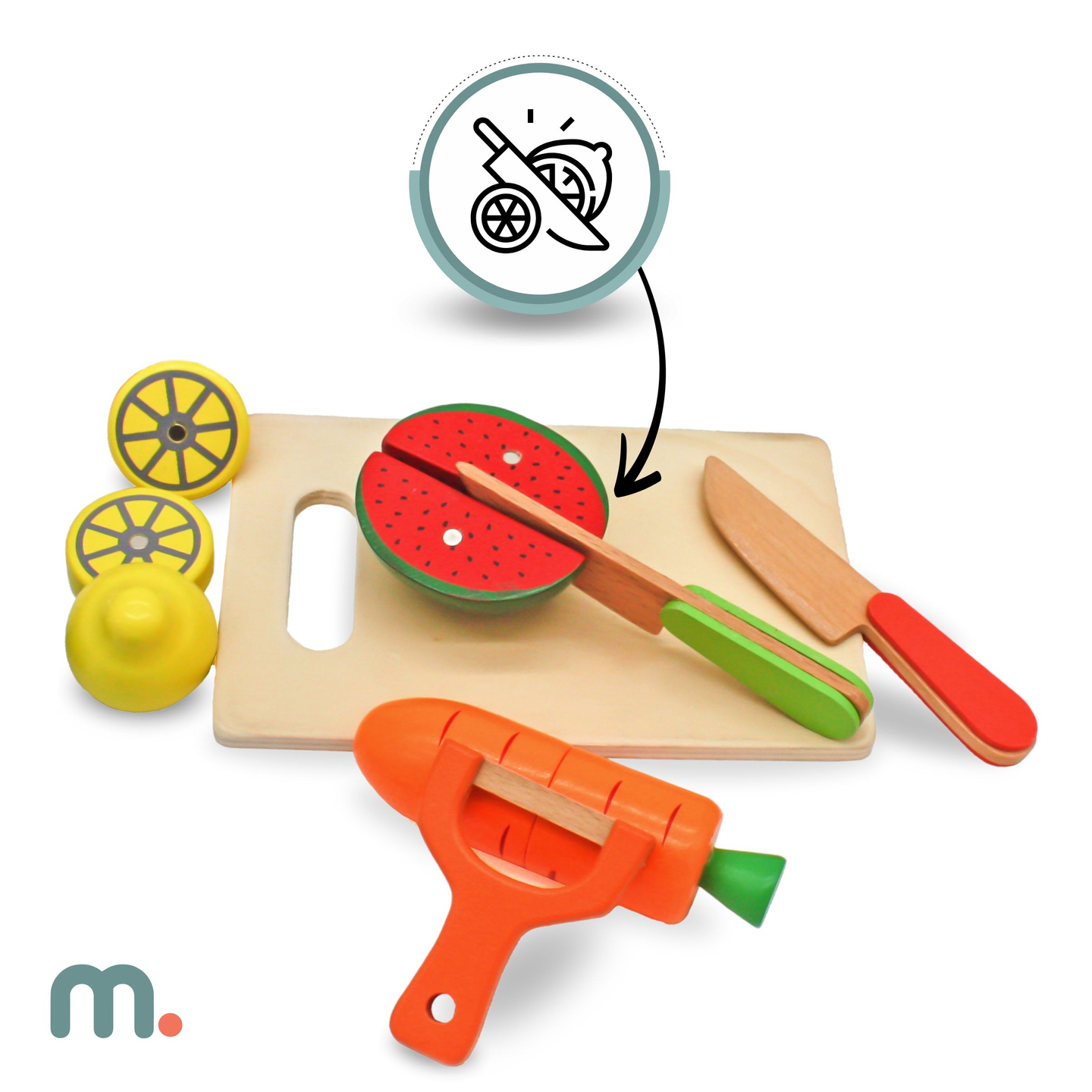 Frutta e verdura in legno da tagliare