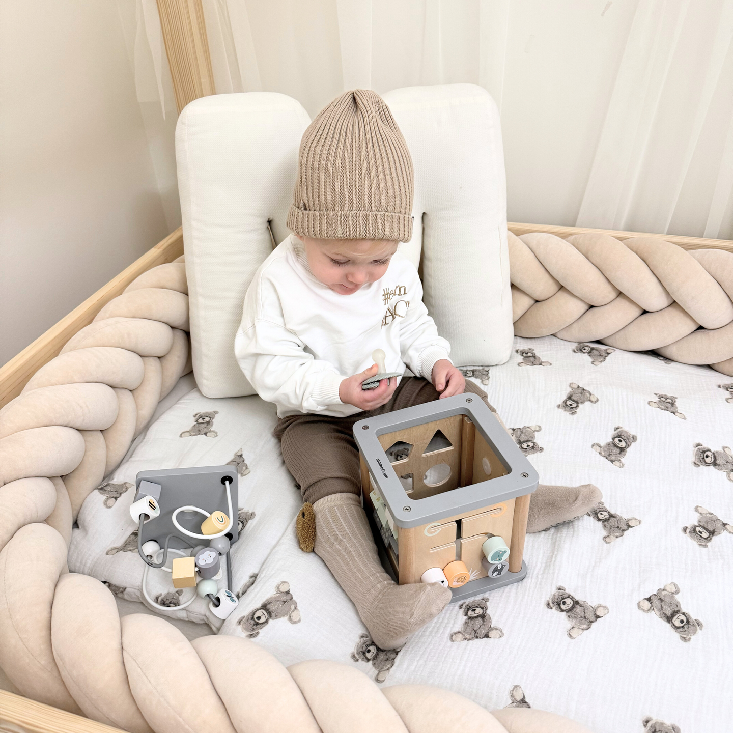 Cubo didattico Montessori in legno - anello motorio