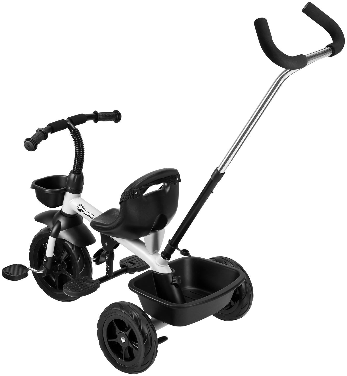 HyperMotion TOBI VECTOR triciclo - ruote gonfiabili eterne + barra di spinta. Colore: grigio chiaro.