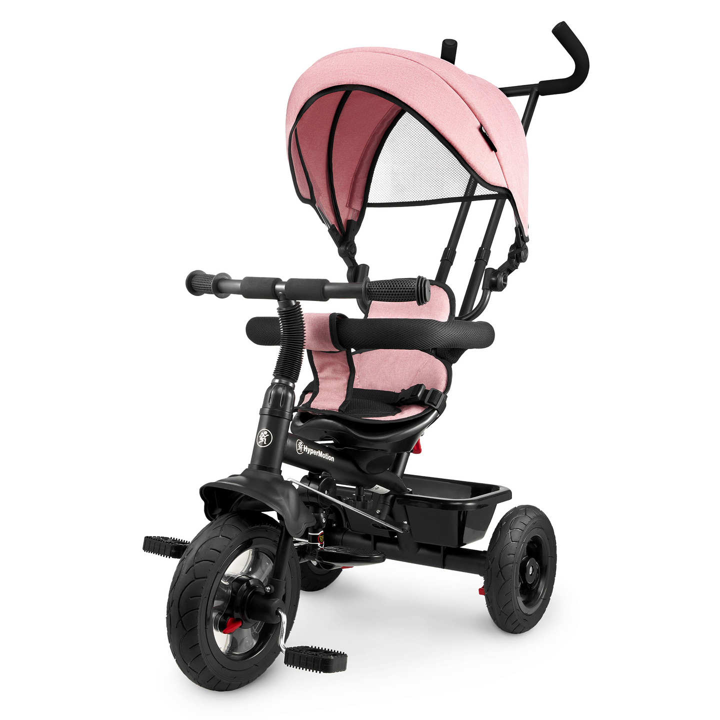 Triciclo per bambini 1-4 anni - TOBI FREY - colore rosa - girevole - ruote pompate + spintore