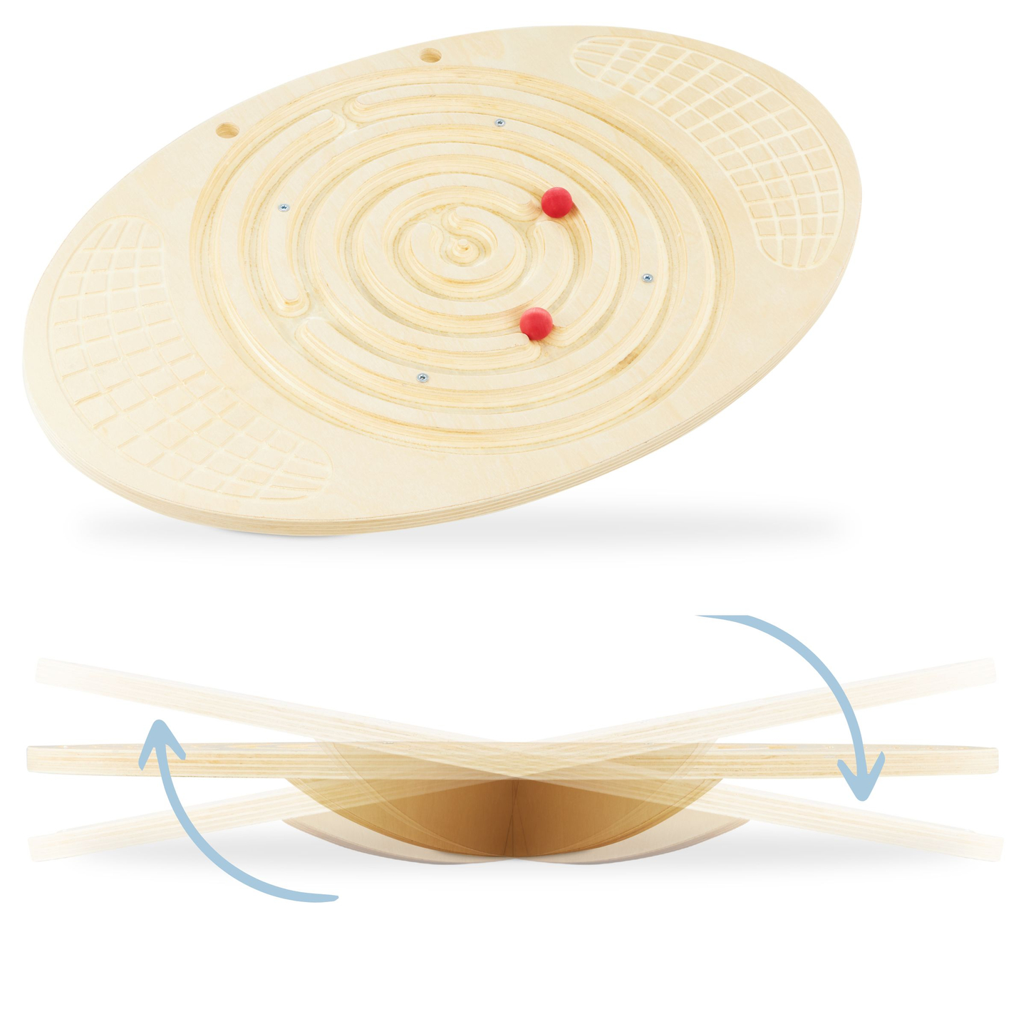 Tavola di equilibrio in legno con labirinto e palline - dondolo di equilibrio