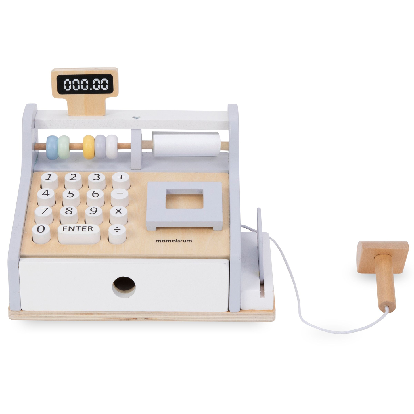 Registratore di cassa in legno con accessori