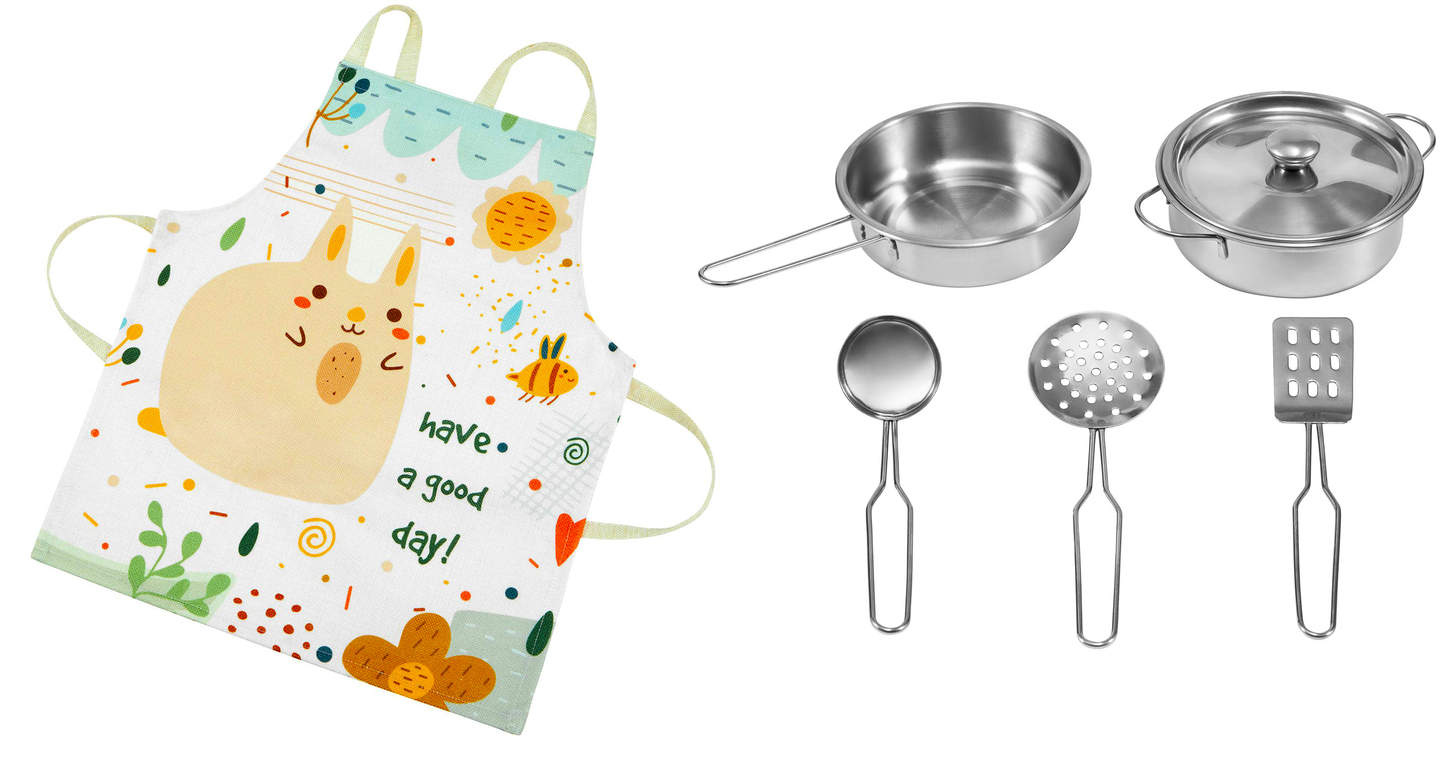 Cucina ad angolo in legno XXXL con frigorifero, forno, lavatrice, grembiule e accessori