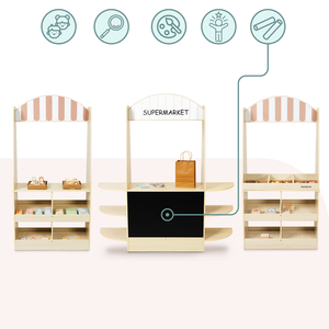 Grande negozio in legno per bambini con lavagna: 91 pezzi per divertirsi a fare shopping!