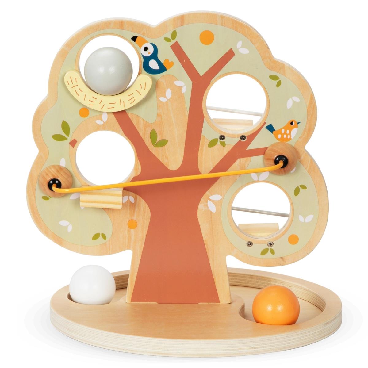 Pista di scivolo con palline di legno - Albero verde