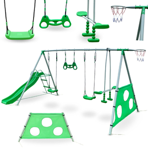 Parco giochi da giardino XXXL per bambini con altalene, scivolo, trapezio ginnico, canestro da basket e porta da calcio