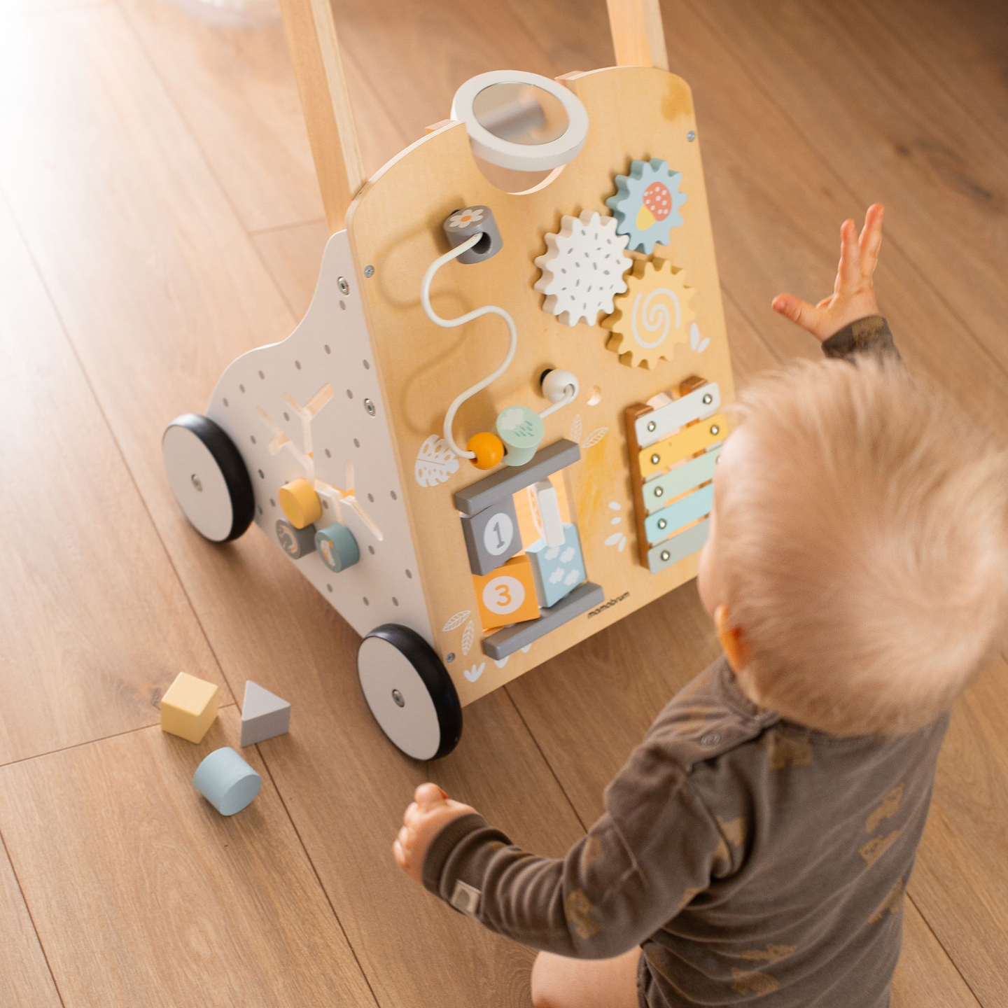 Deambulatore educativo in legno 8in1 / spingi-bimbo - tavola manipolativa