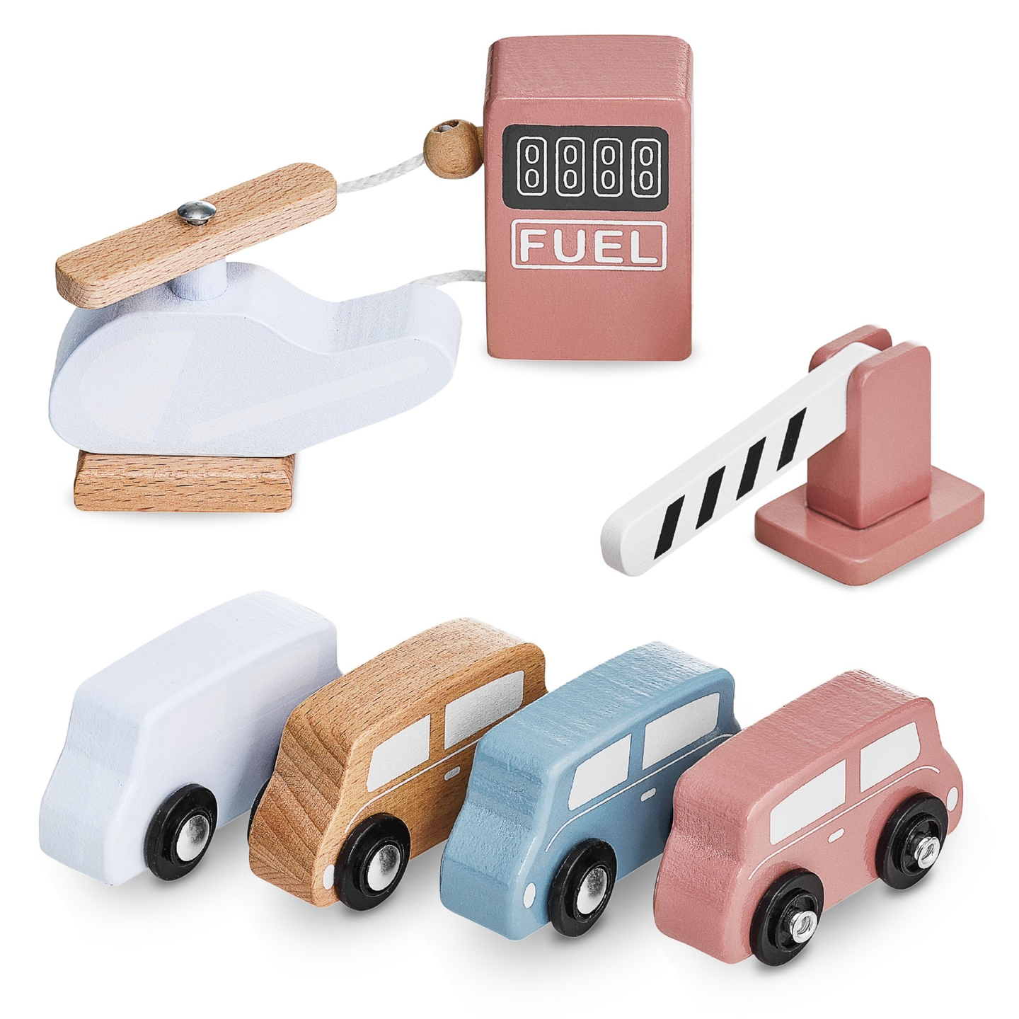 Parcheggio in legno a tre piani con ascensore - garage con auto ed elicottero