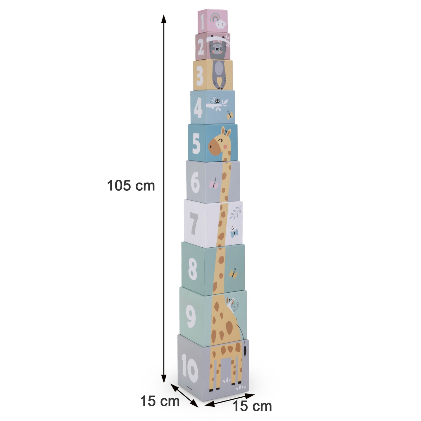 Torre dei puzzle per bambini 10 pezzi - numeri e animali