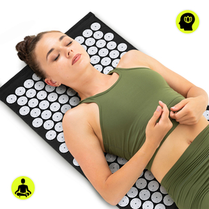 Tappetino per agopressione con cuscino e fodera - 72 cm HyperMotion nero e bianco