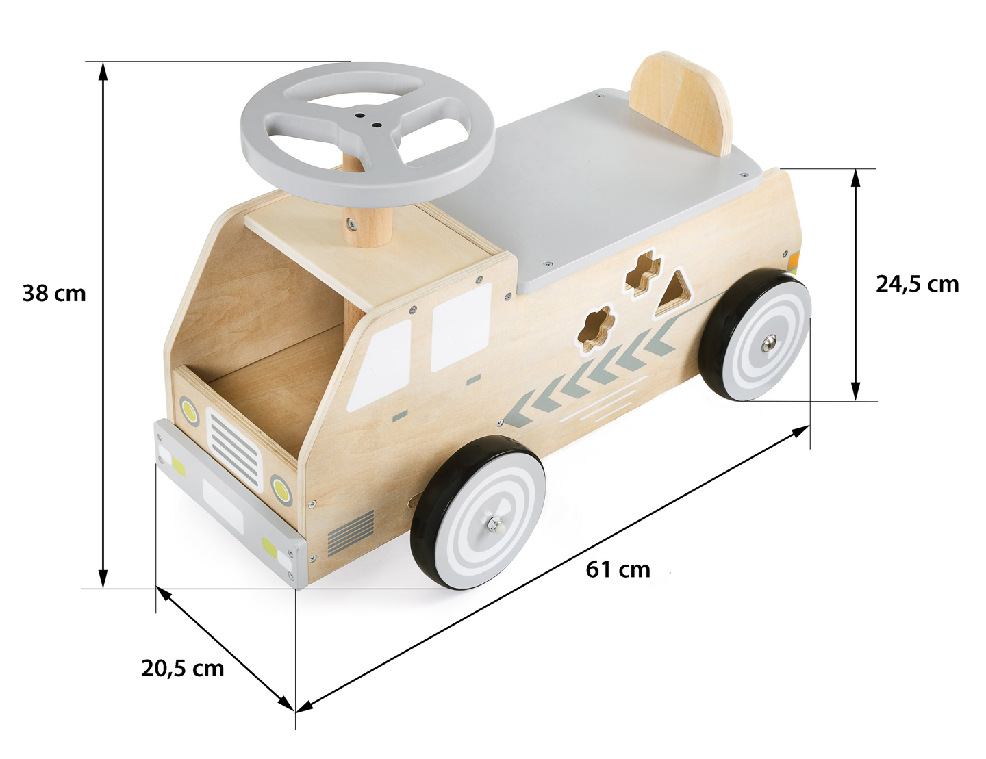 Bicicletta di legno, auto, auto con blocchi