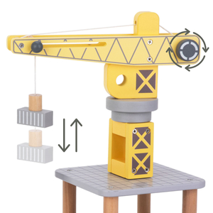 Gru portuale mobile con argano magnetico e accessori - set in legno