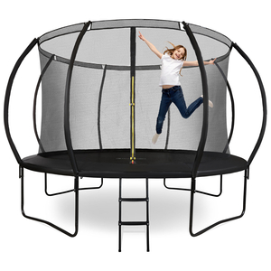 Trampolino da giardino XXL per bambini HyperMotion - 366 cm 12FT - con scala e rete interna - per casa e giardino - 150 kg max