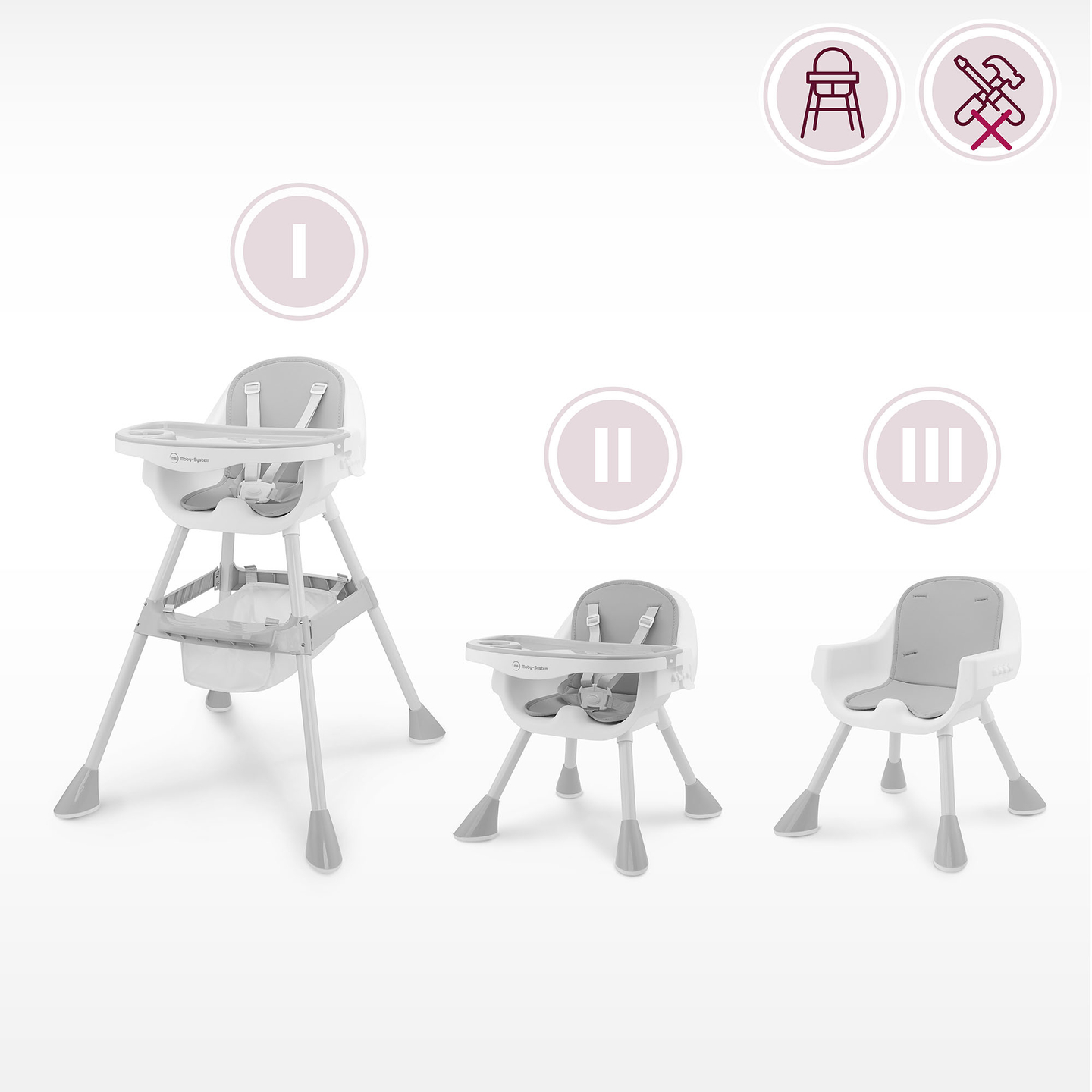 Moby-System Magnolia 2-in-1 seggiolone regolabile - grigio