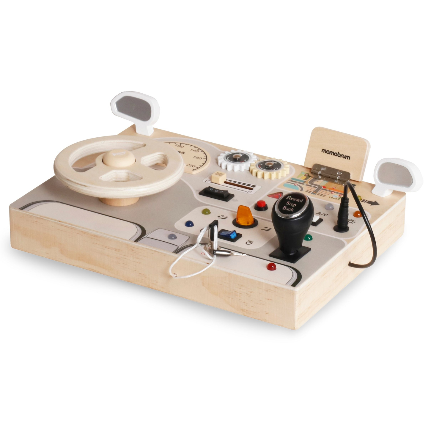 Tavola da gioco montessoriana in legno per bambini piccoli - cruscotto dell'automobile