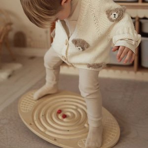 Tavola di equilibrio in legno con labirinto e palline - dondolo di equilibrio