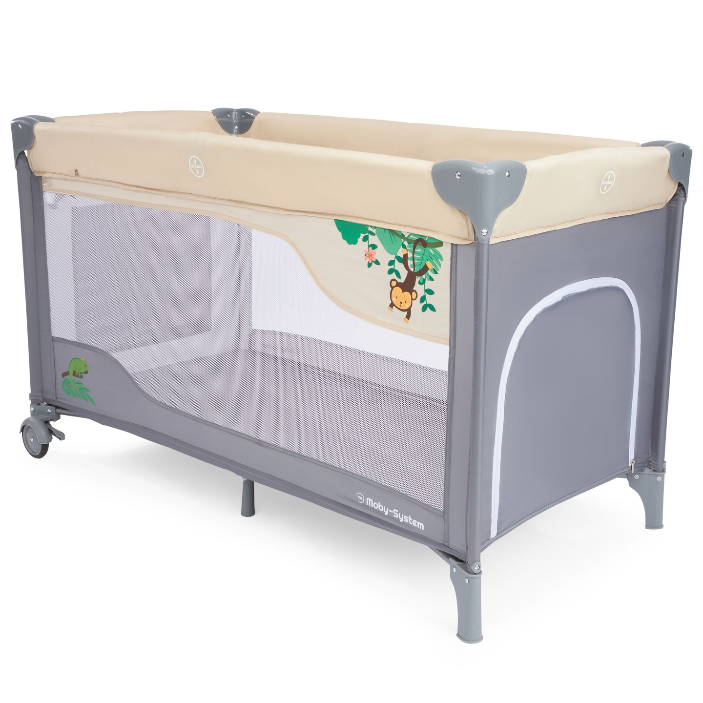 Lettino da viaggio 0 - 36 m con fasciatoio + box Moby-System HUXLEY