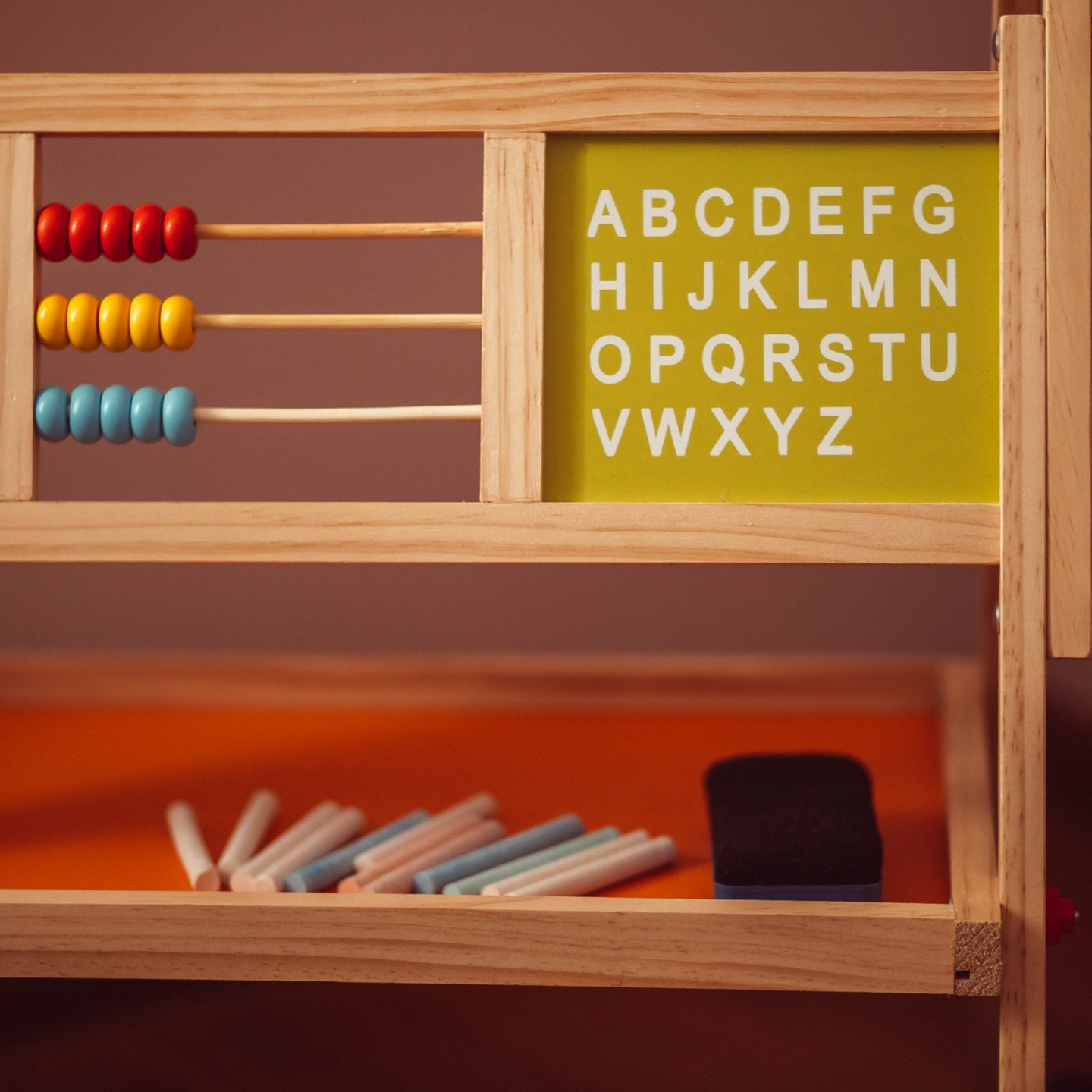 Grande lavagna didattica bifacciale: magnetica e con gesso - lavagna cancellabile a secco, in legno