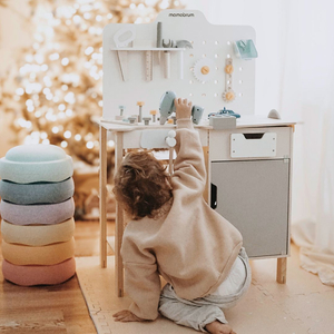 XXL Grande officina in legno con attrezzi - set per il bricolage, 74 elementi