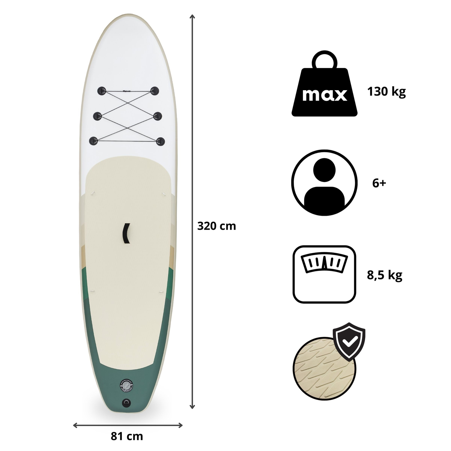 Tavola SUP gonfiabile Stand Up Paddle 320 cm con pagaia e sedile - HyperMotion WAVE BOOST 320