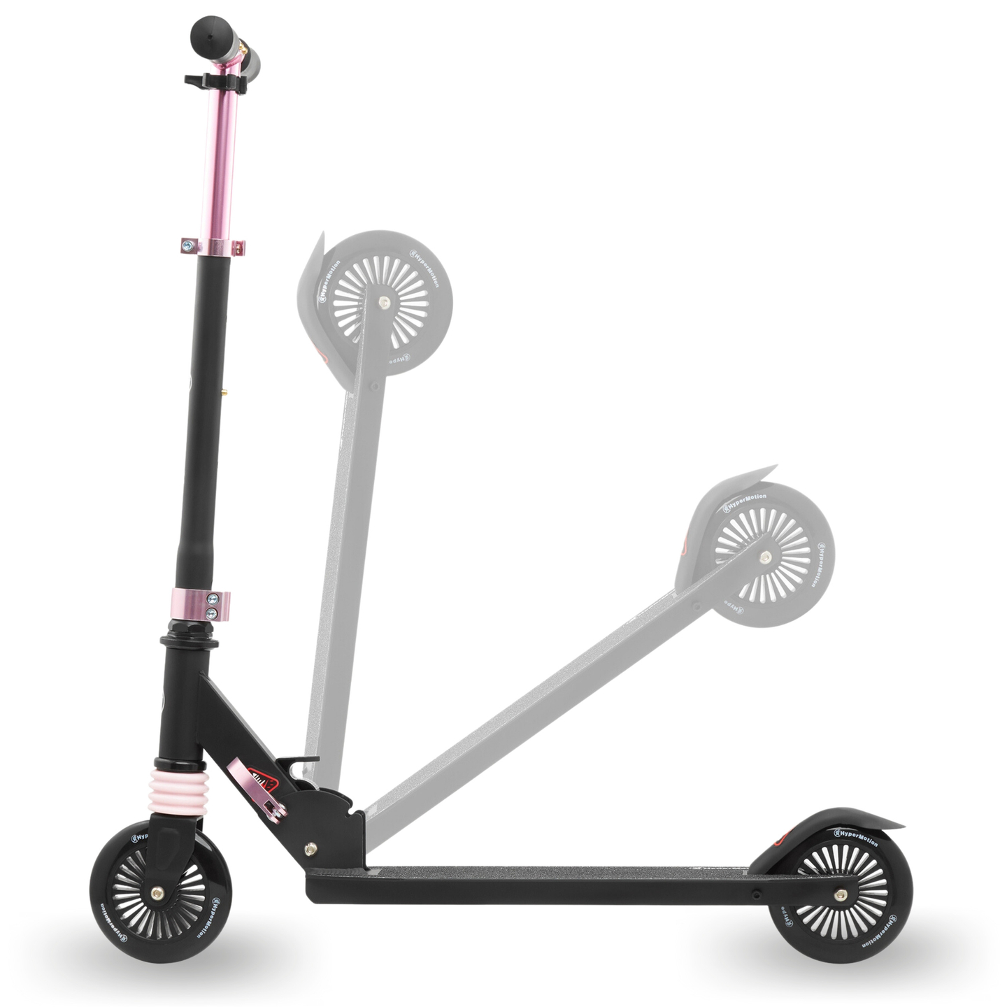 Monopattino a due ruote con ammortizzatore WALLY 4-9 anni da HyperMotion nero-rosa