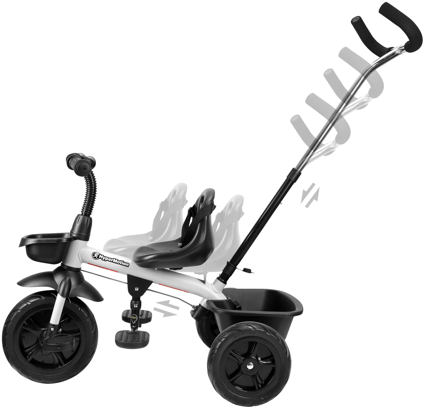 HyperMotion TOBI VECTOR triciclo - ruote gonfiabili eterne + barra di spinta. Colore: grigio chiaro.