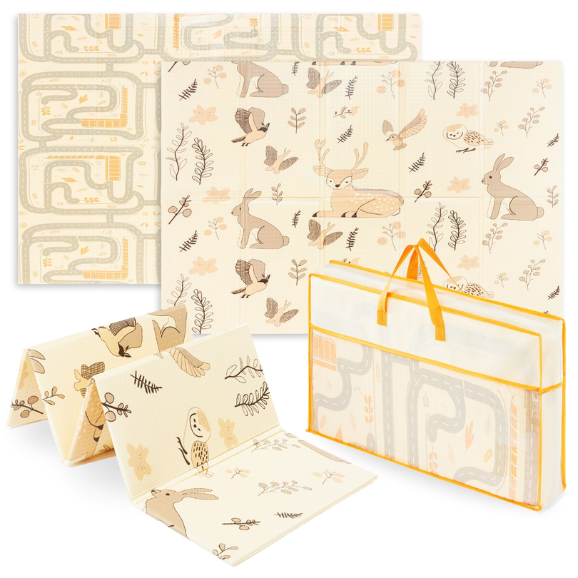 Tappetino in schiuma pieghevole su entrambi i lati 180 x 120 x 1 cm - Magic Forest/Autumn Streets - boho