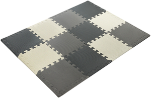 Puzzle in schiuma 12 pezzi. - tappetino didattico in schiuma 120 x 90 x 1.2cm con bordi - grigio