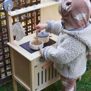 Cucina da giardino in legno con accessori - natural boho