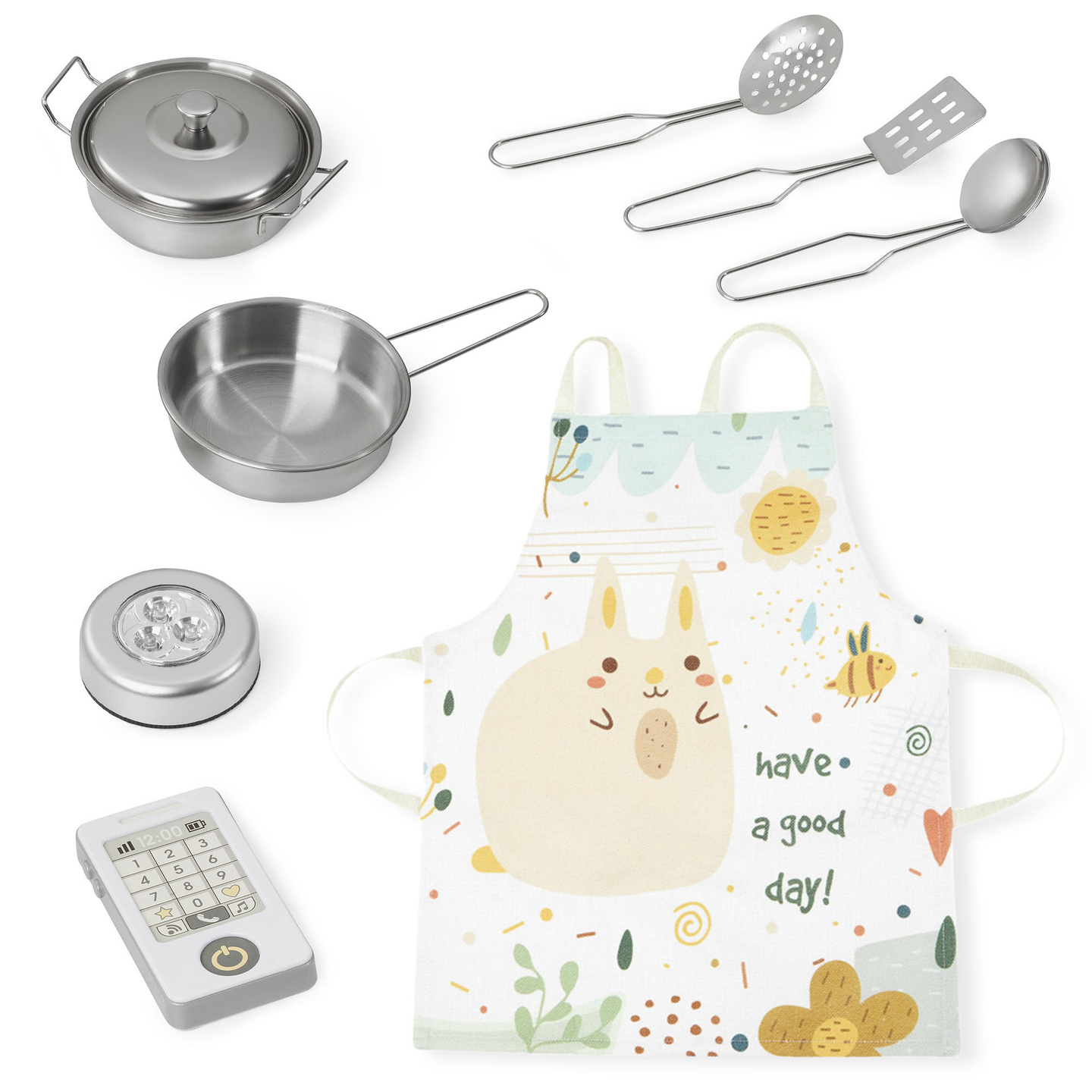 Cucina in legno XXL con illuminazione a LED, grembiule e accessori