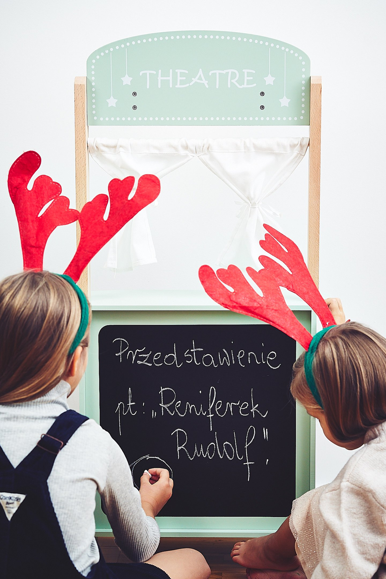 Grande negozio in legno - bancarella e teatro 2 in 1 con bilancia, terminale di pagamento, frutta e verdura