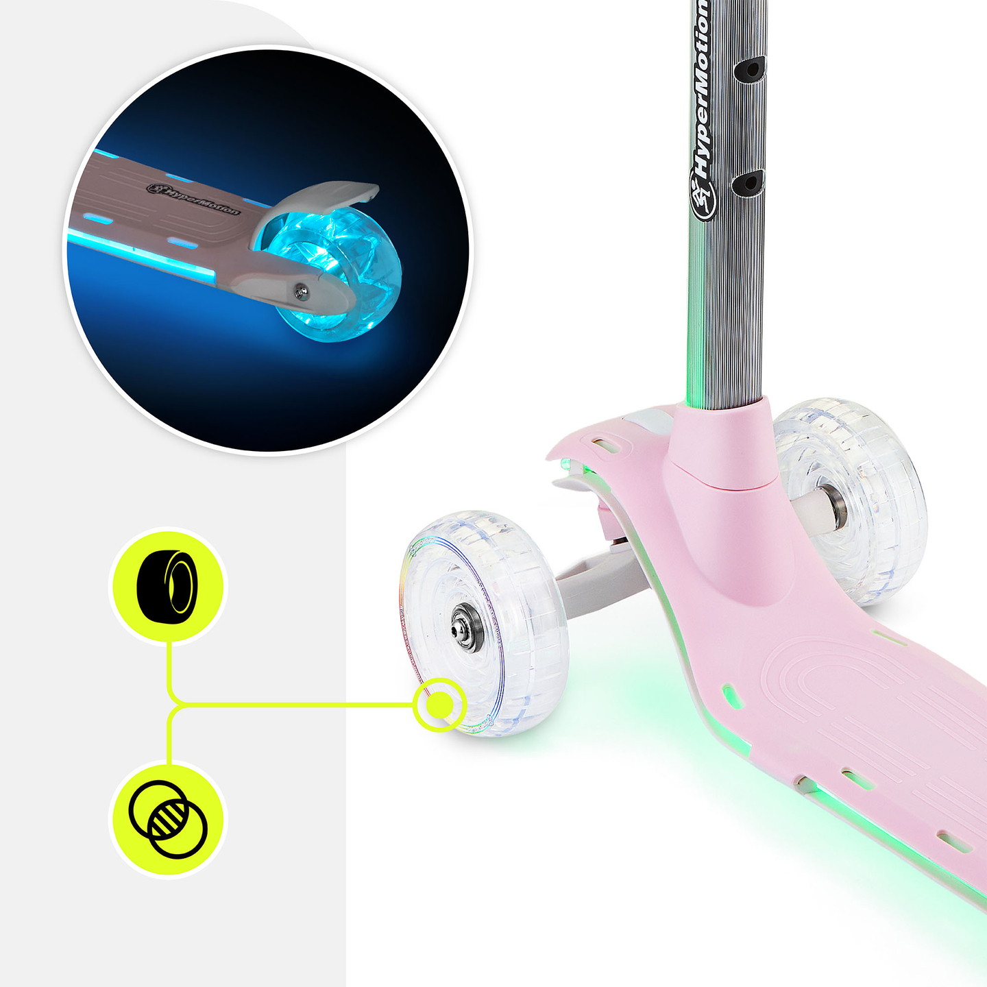 Monopattino elettrico HyperMotion BECKY - illuminazione LED RGB, rosa