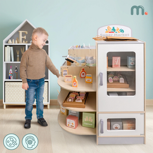 Grande negozio in legno XXXL per bambini con bar fast food - Corner shop + Macchina del caffè + Forno + Frigorifero - 106 ac.