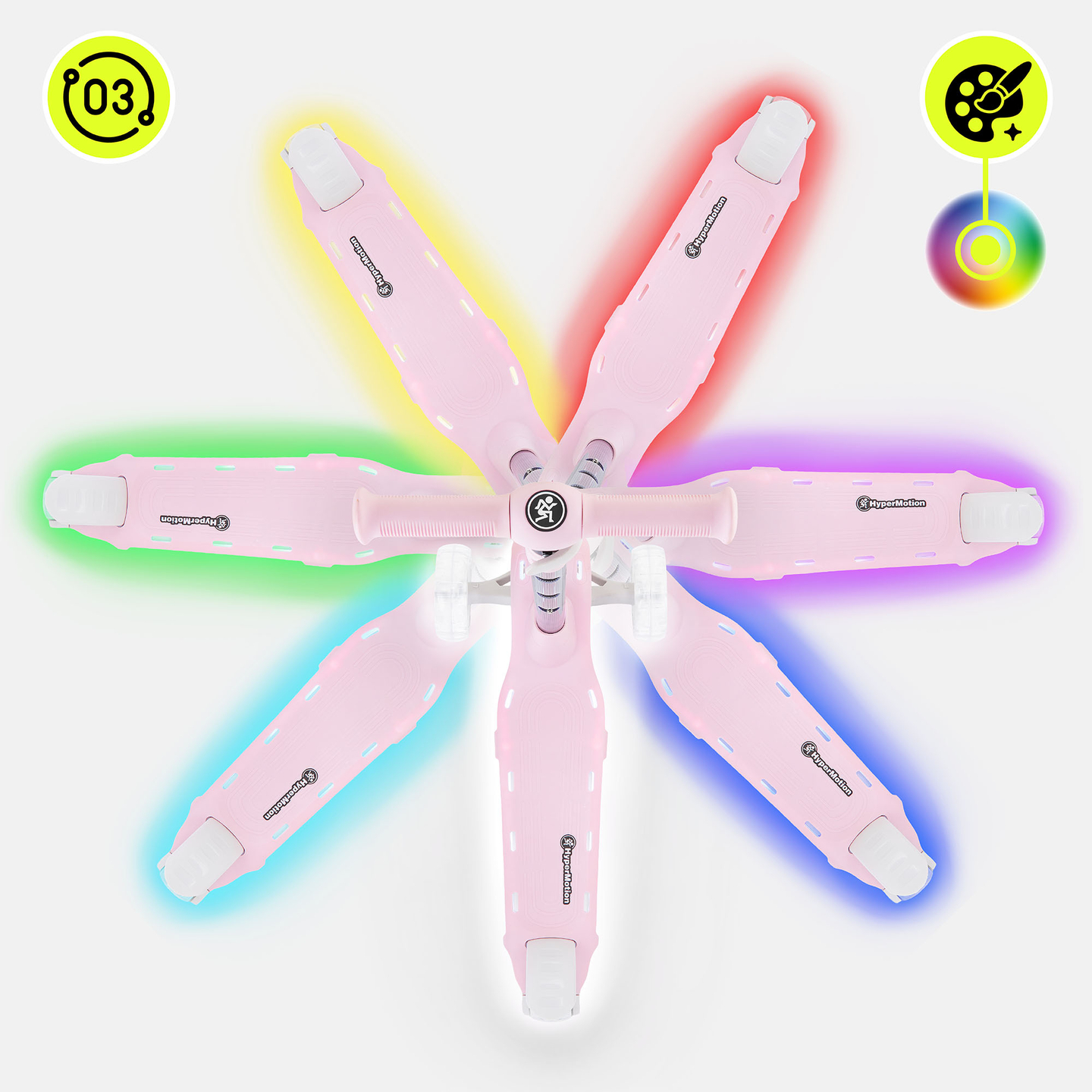 Monopattino elettrico HyperMotion BECKY - illuminazione LED RGB, rosa