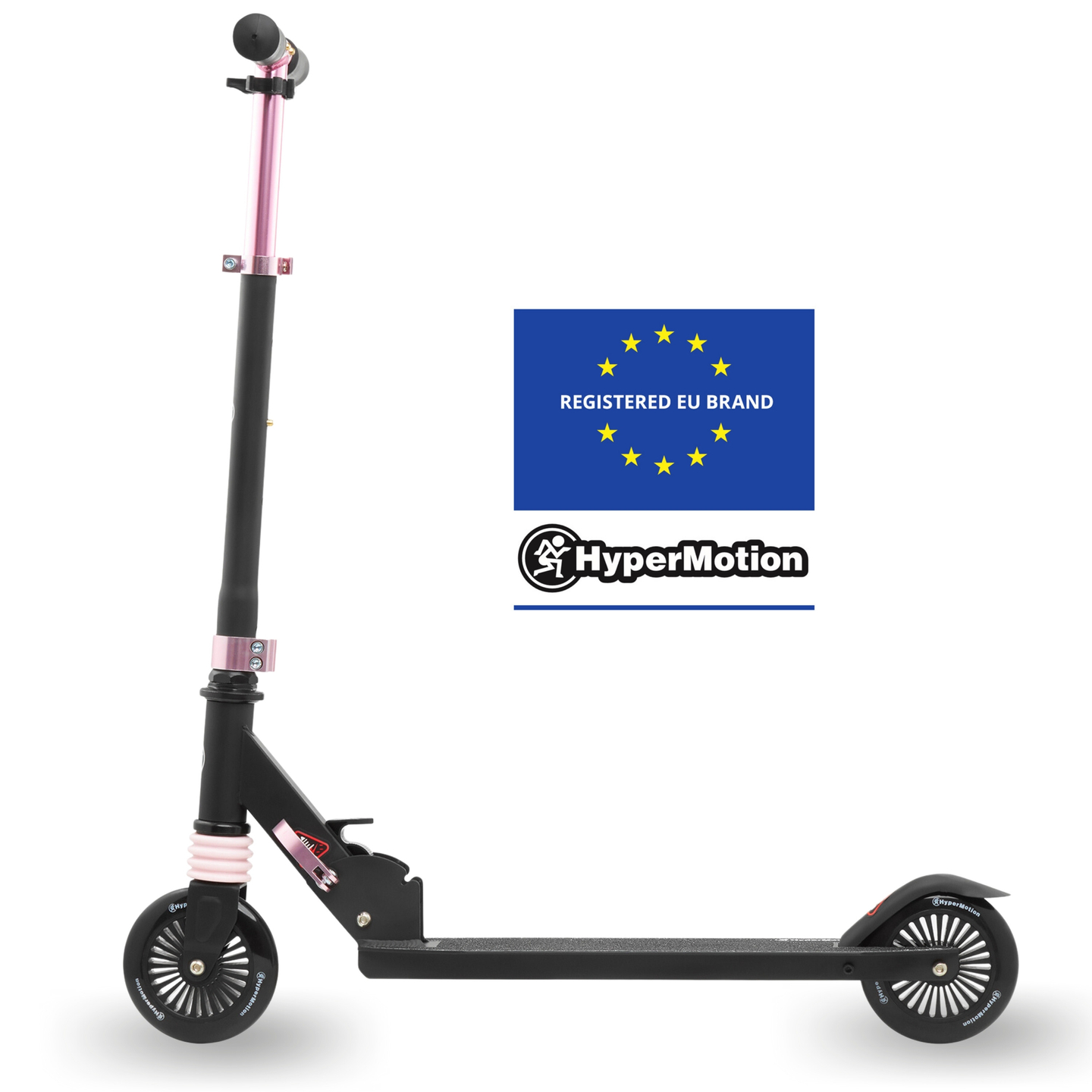 Monopattino a due ruote con ammortizzatore WALLY 4-9 anni da HyperMotion nero-rosa