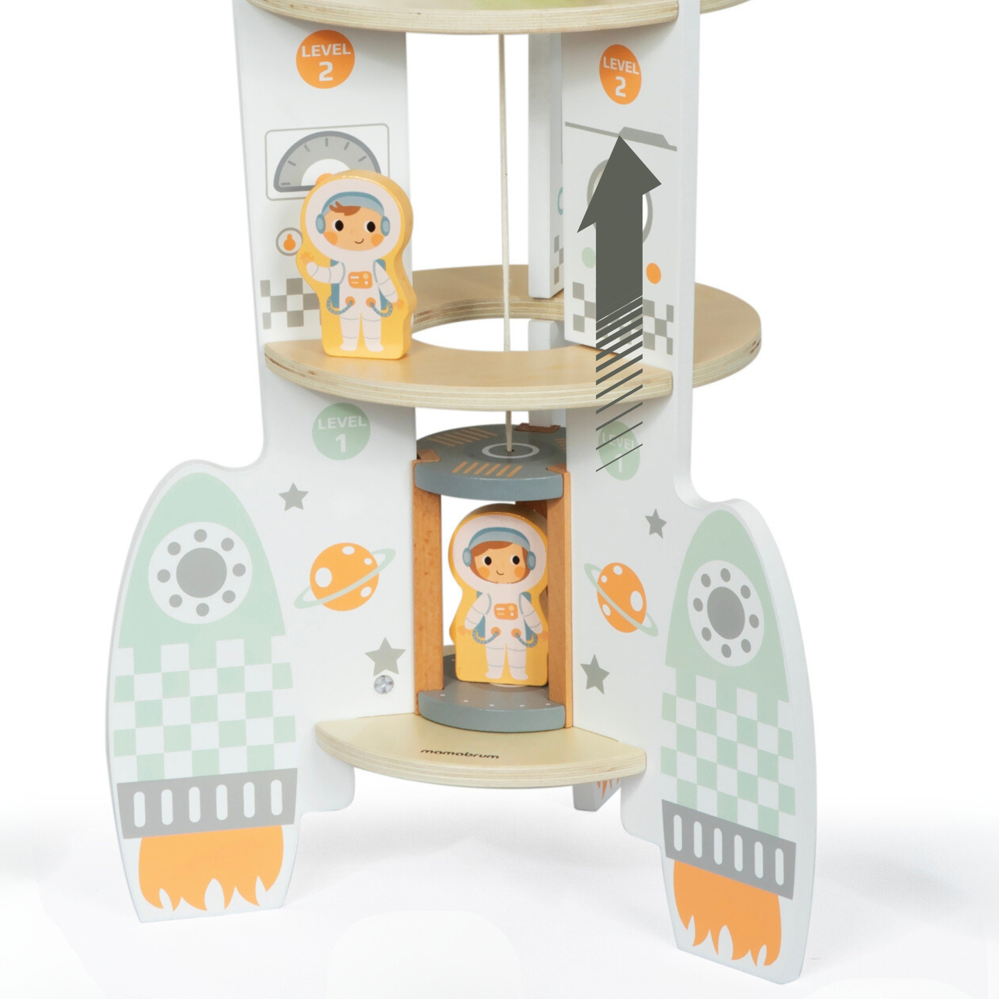Grande razzo spaziale in legno con ascensore e accessori - XXL