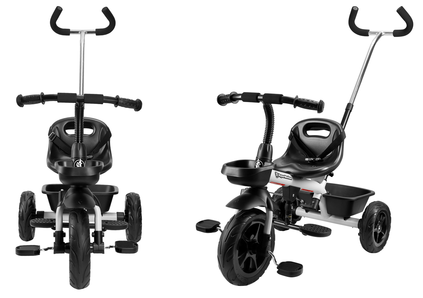 HyperMotion TOBI VECTOR triciclo - ruote gonfiabili eterne + barra di spinta. Colore: grigio chiaro.