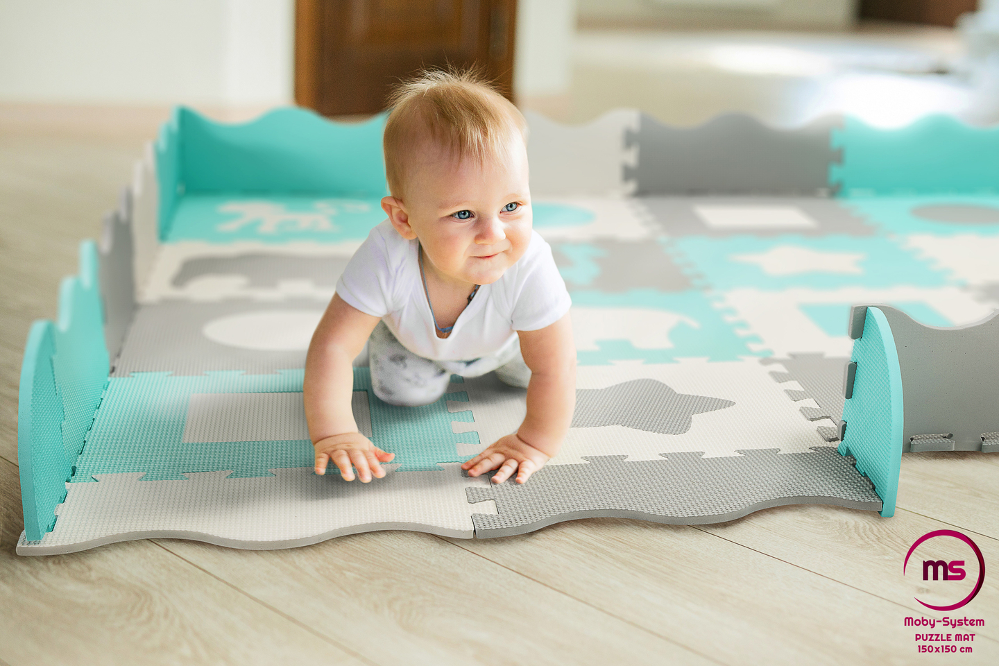 Tappetino in schiuma XL 150 x 150 x 1 cm con bordi - schiuma EVA - menta