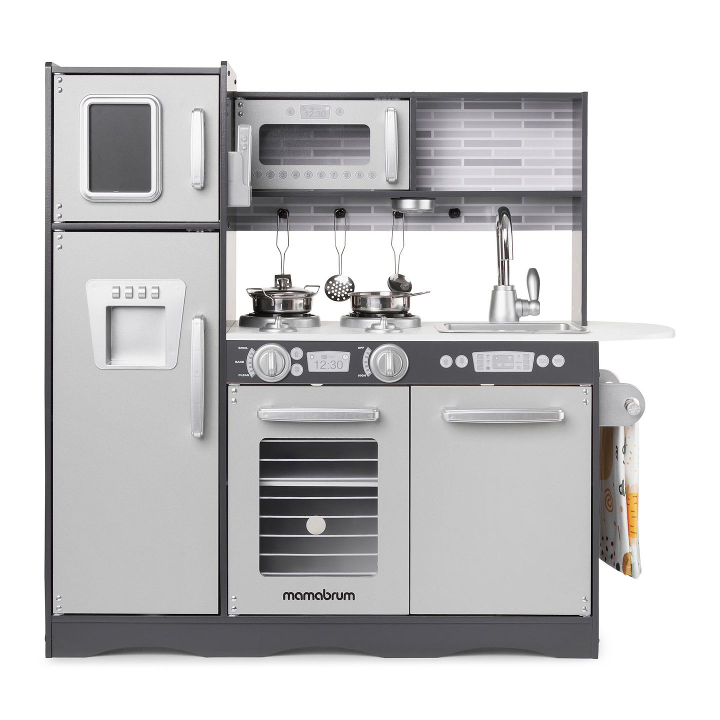 Cucina in legno XXL con illuminazione a LED, grembiule e accessori