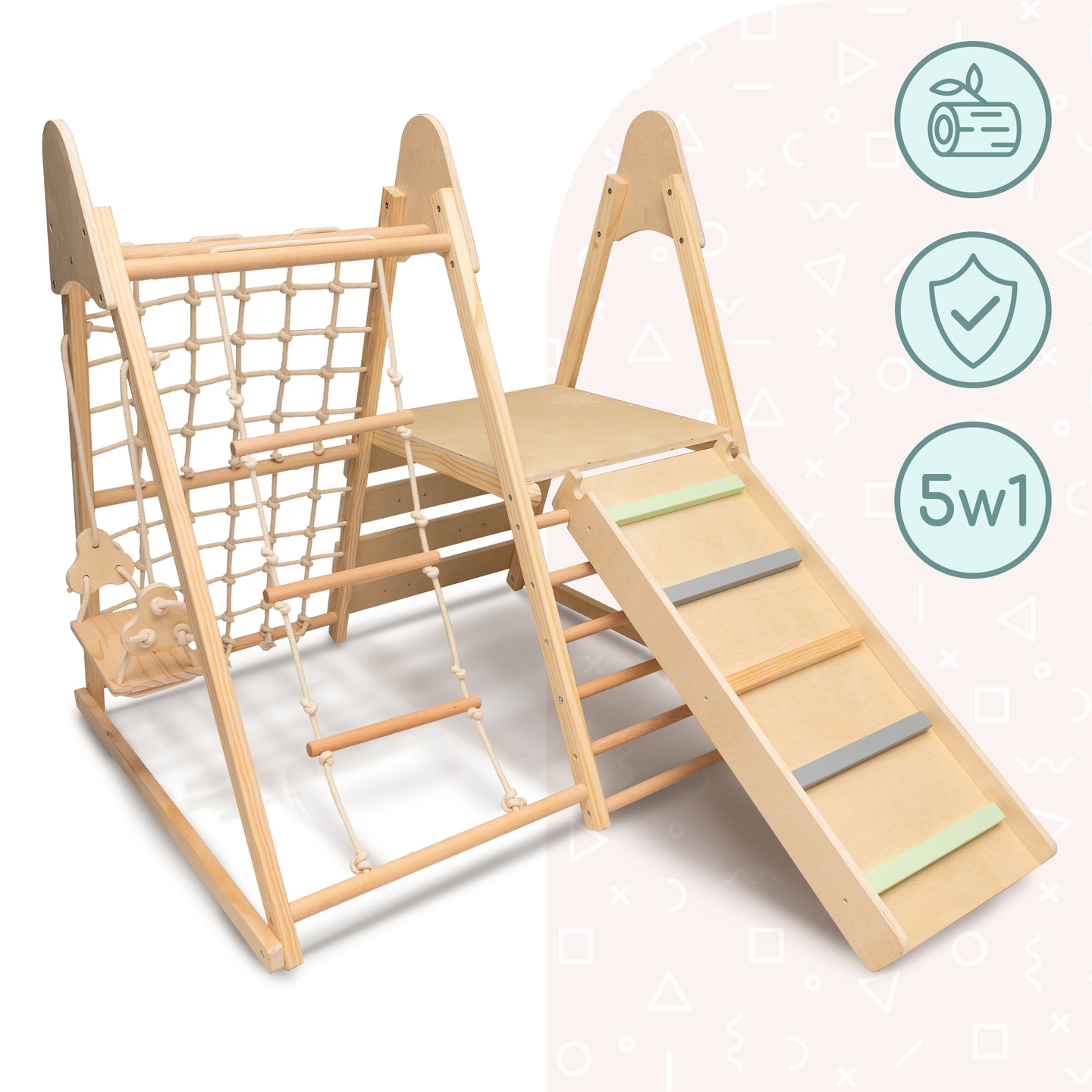 Parco giochi in legno XL 5in1