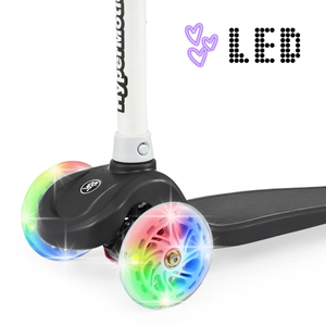 Monopattino a tre ruote TRINGO, 3-8 anni - nero + ruote LED luminose